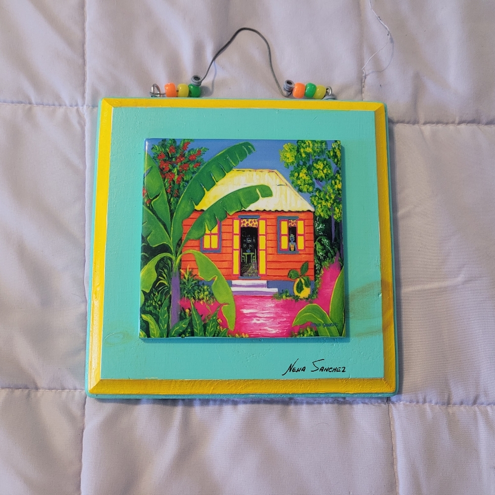 Nena Sanchez Fine Art Signed Tile Curacao 7x7